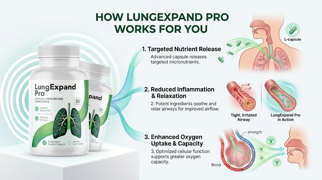 How LungExpand Pro works: targeted nutrient release, reduced inflammation, enhanced oxygen uptake